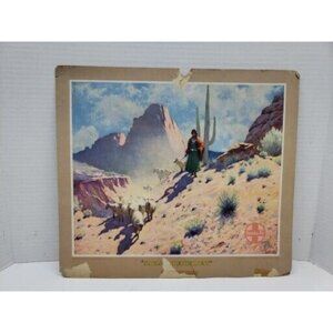 Santa Fe Railroad 1940 Navajo Shepherdess Native American Calendar Top READ